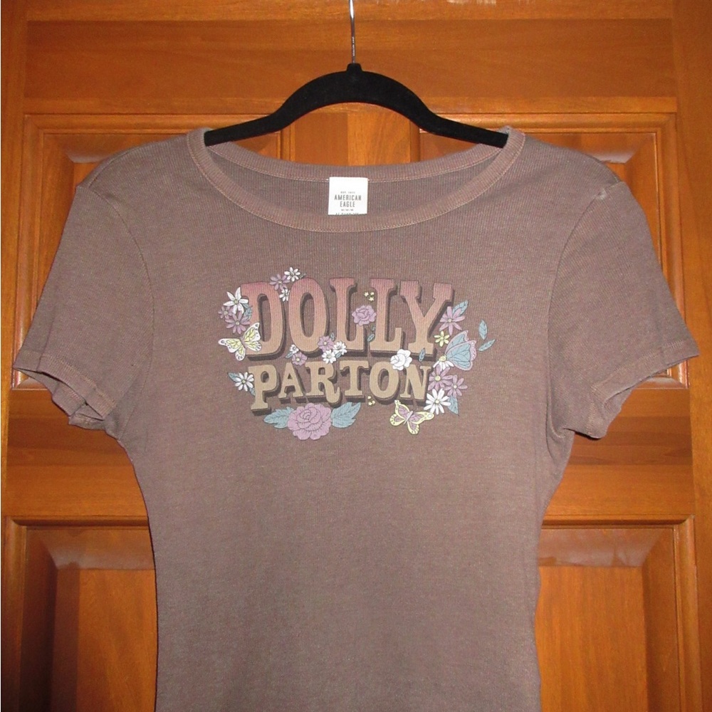 AE Dolly Parton Brown Graphic Tee